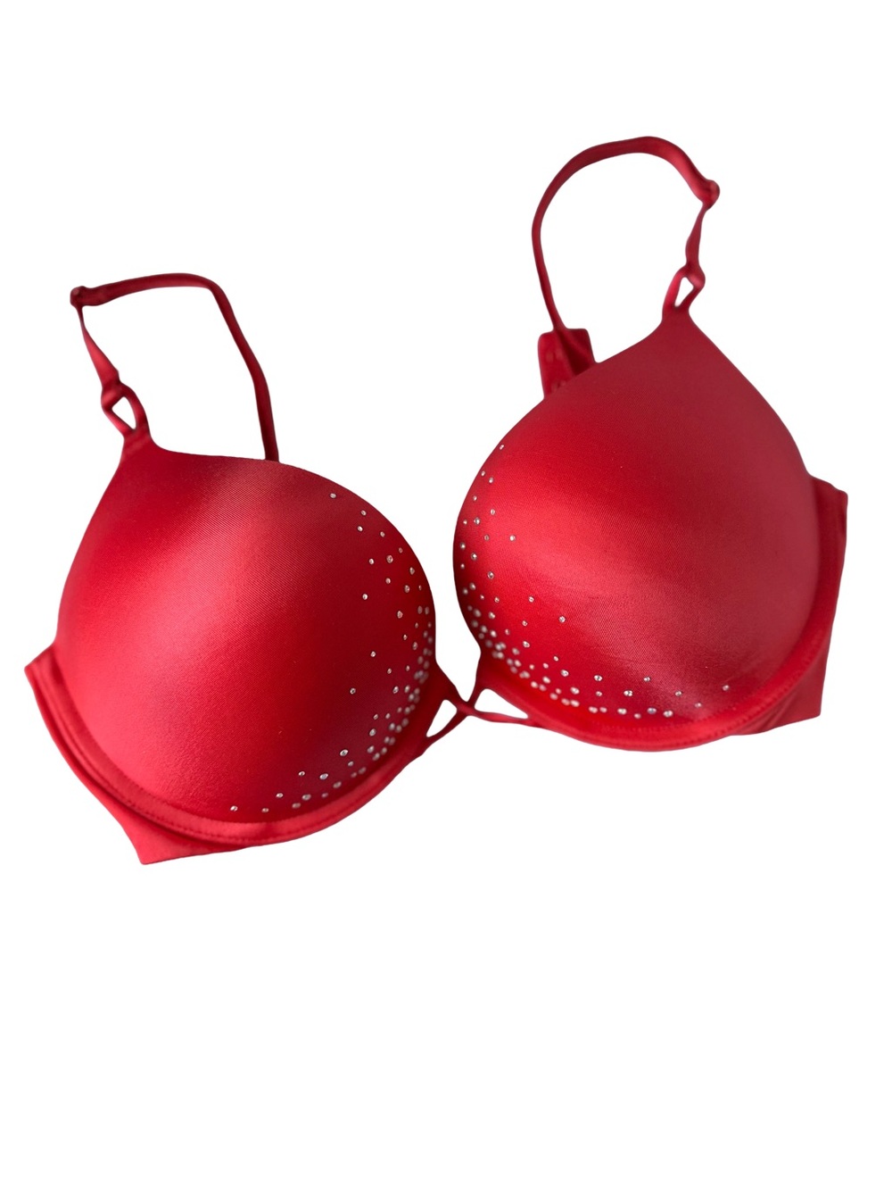 Victoria's Secret Red Padded Underwire Bra with Rhinestone Detail